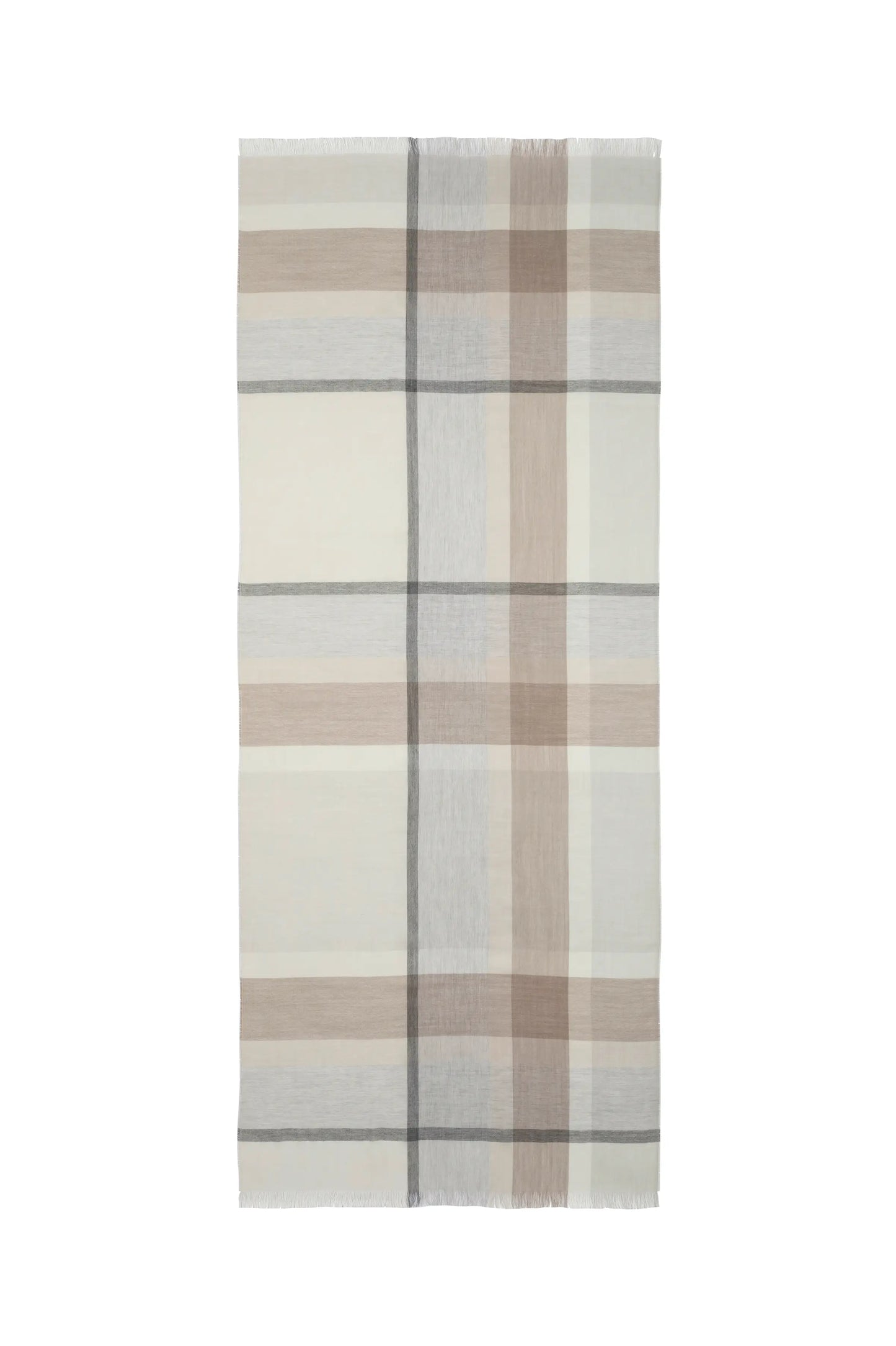 Johnstons of Elgin SS25 Accessories Soft Pastel Exploded Check Lightweight Scarf lying flat on a white background WD001093RU7597ONE