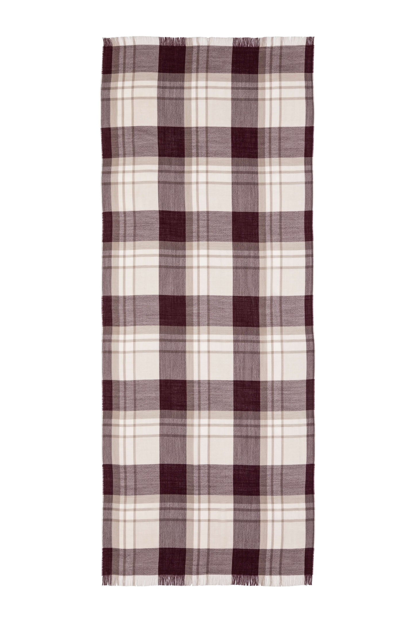 Johnstons of Elgin SS25 Accessories Windowpane Check Lightweight Scarf lying flat on a white background WD001093RU7601ONE