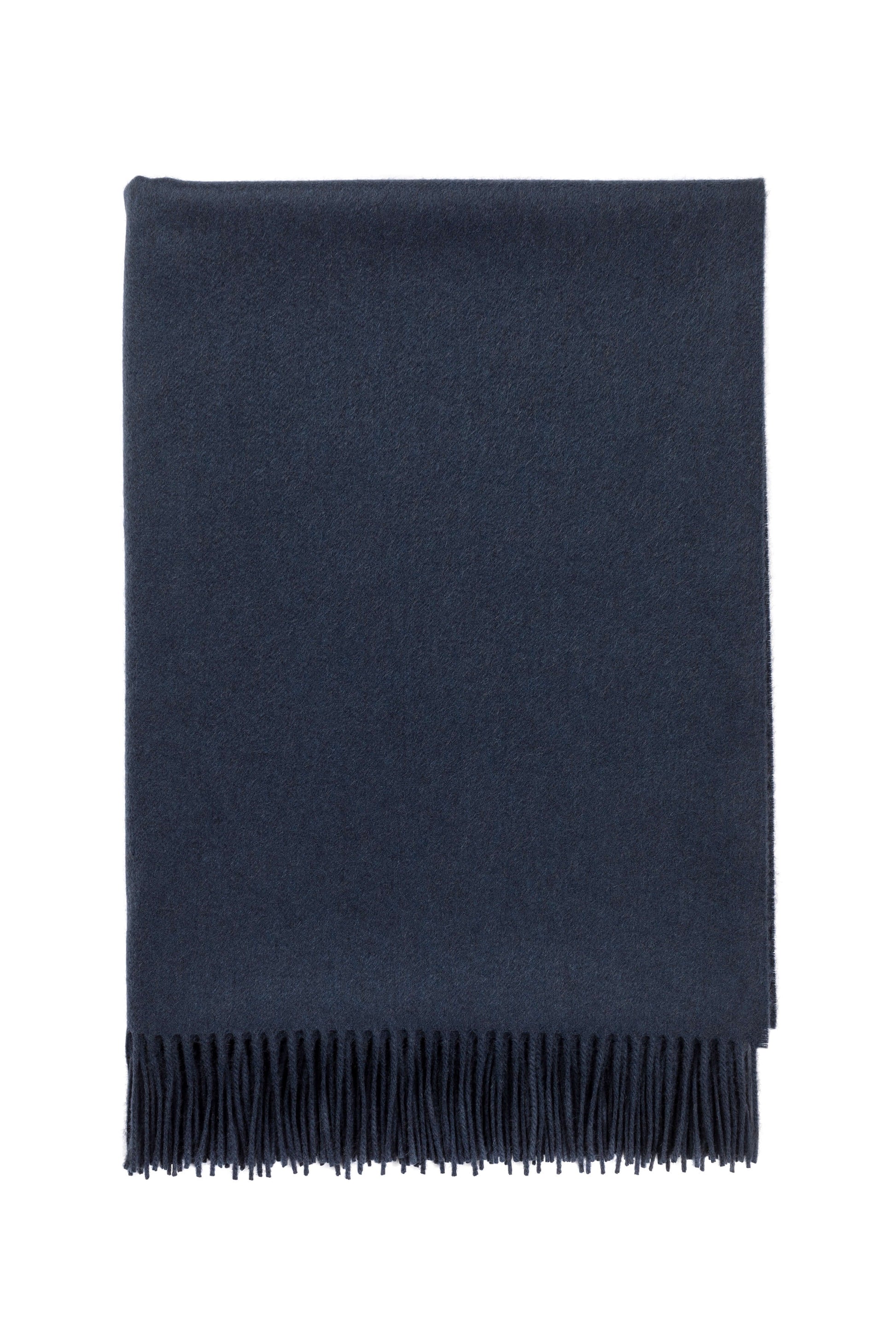 Johnstons of Elgin’s Mazarine blue Cashmere Throw on a white background WA000055SD7351ONE