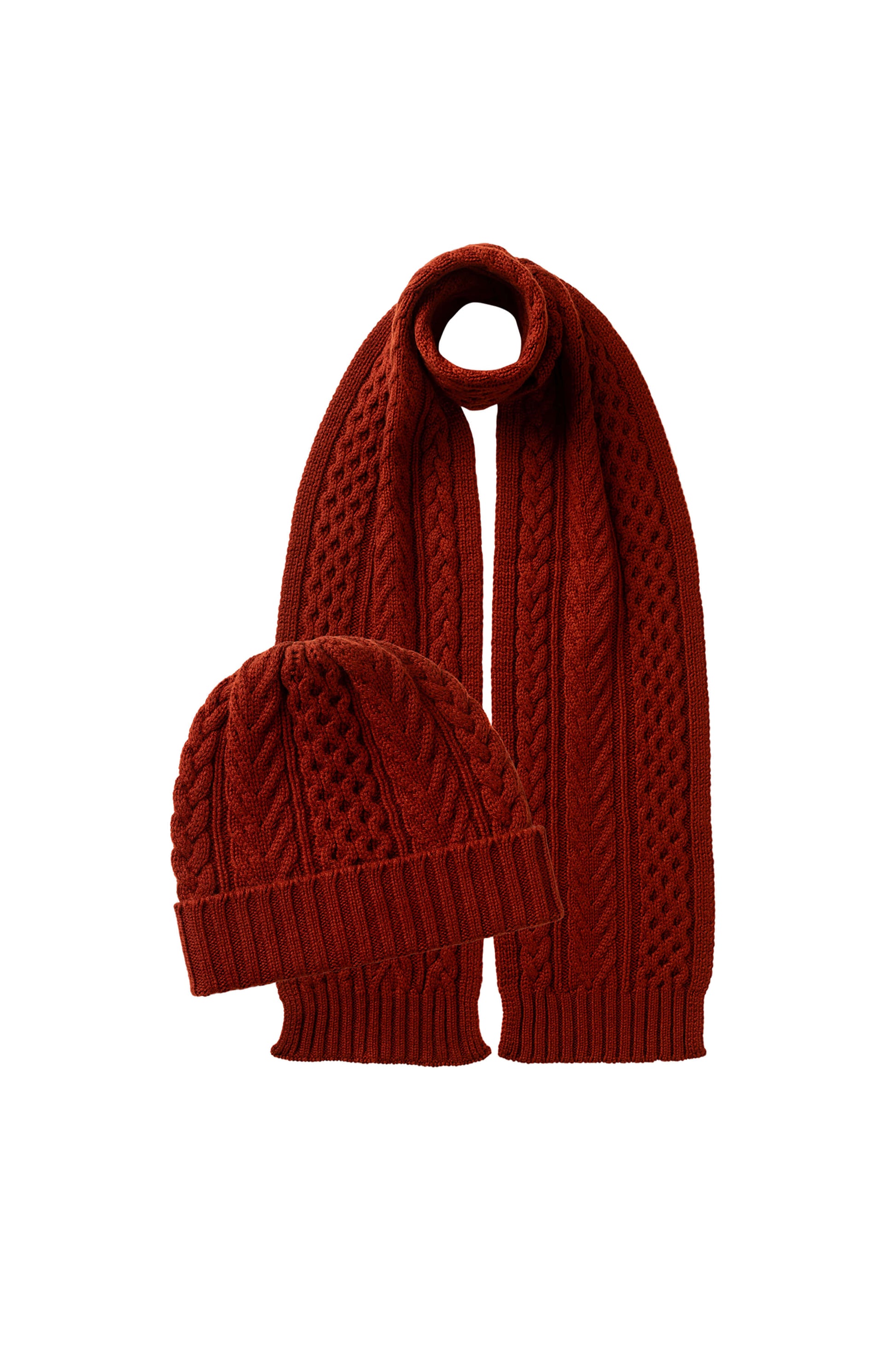 Johnstons of Elgin Aran Cashmere Red Hat & Scarf Gift Set 2025GIFTSET8B