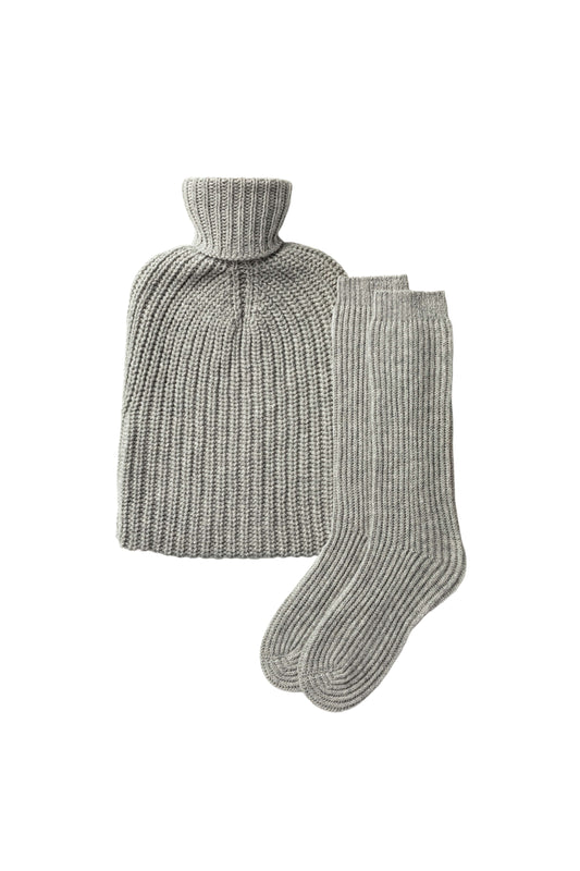Johnstons of Elgin Cashmere Grey Hot Water Bottle Gift Set AW24GIFTSET4B