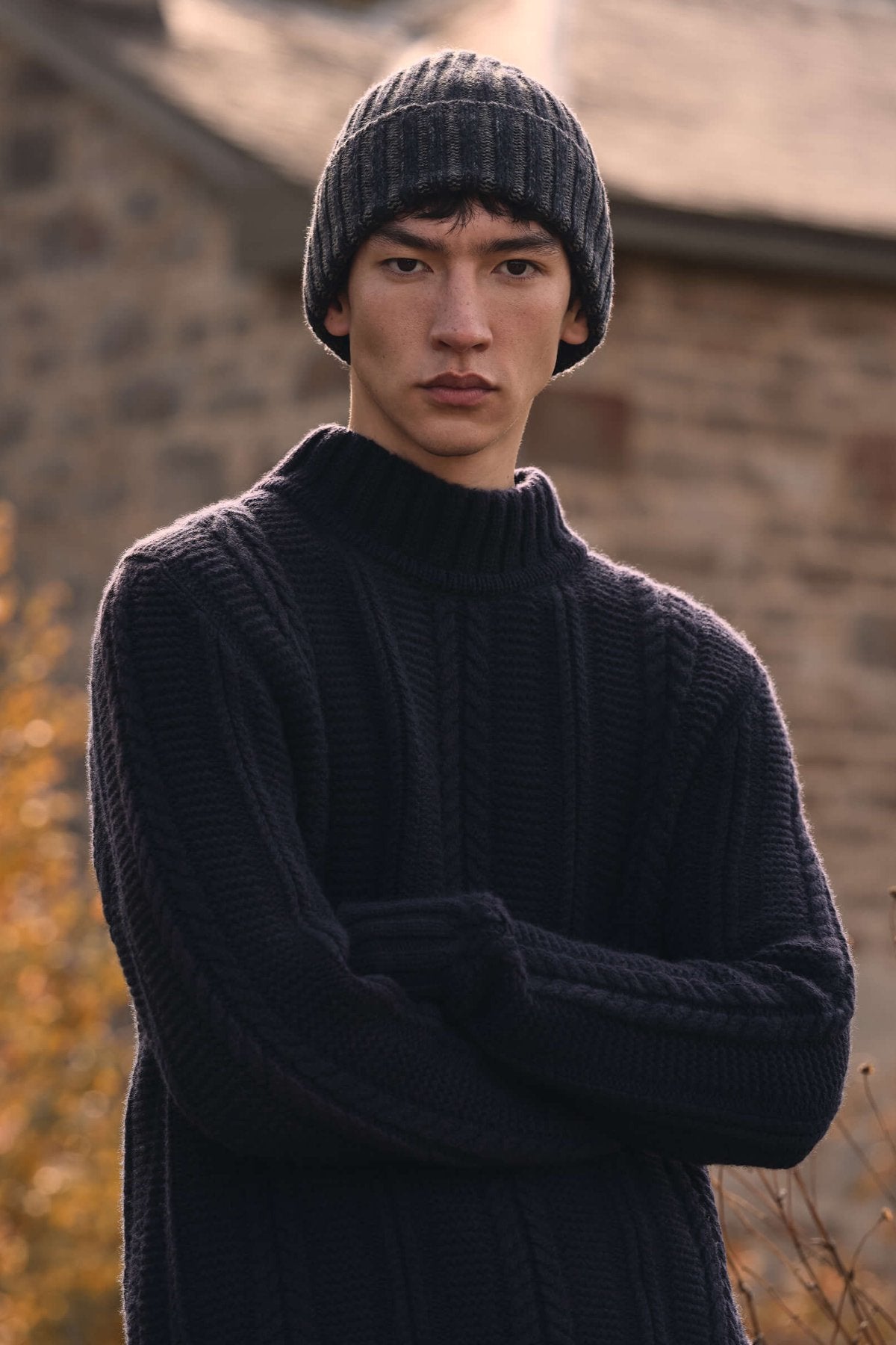 Navy Cable Turtle Neck Jumper – Johnstons of Elgin