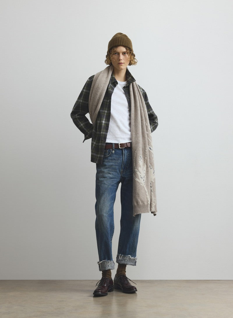 Wild Thistle Intarsia Natural Cashmere Wrap