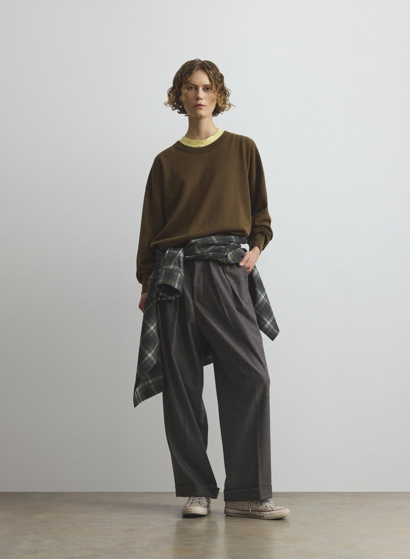 Jessie Back Split Green Cashmere Jumper