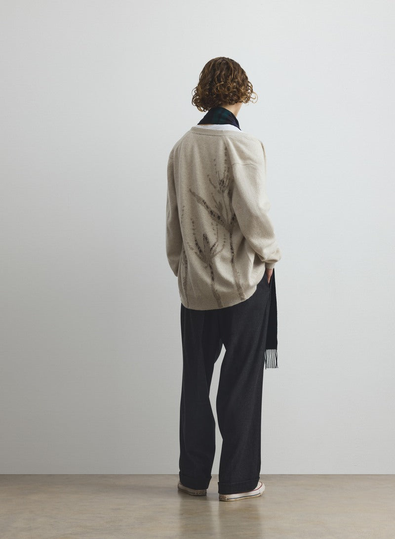 Wild Thistle Intarsia Natural Cashmere Cardigan