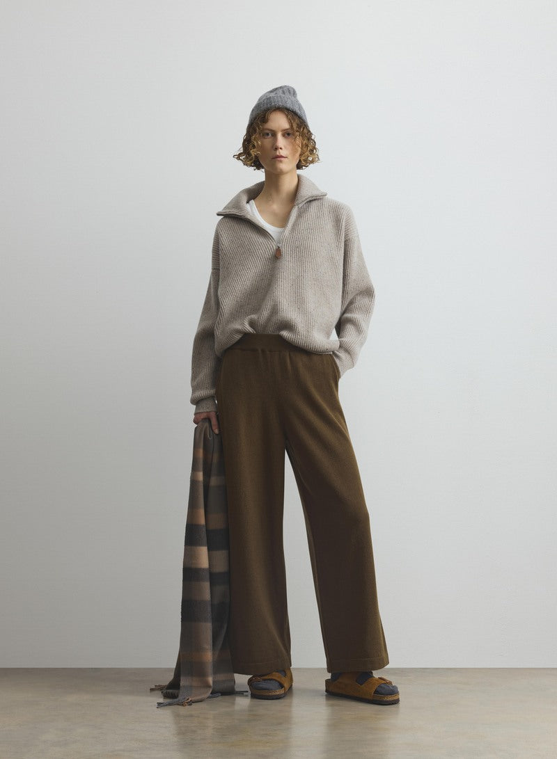 Kinnaird Natural Half Zip Donegal Cashmere Jumper