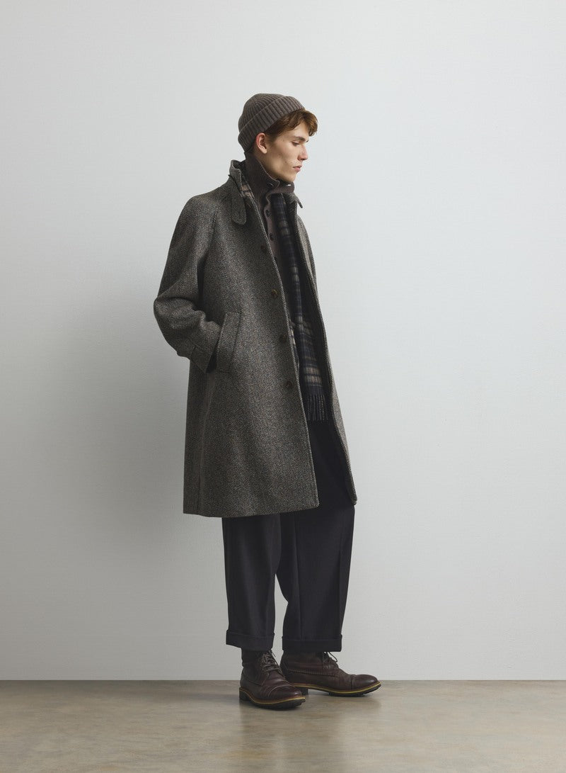 Balmacaan Coat | Indigo & Lichen Glen Urquhart Check