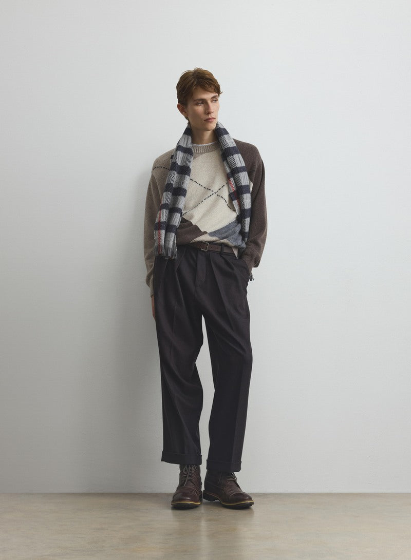 Monteith Natural Exploded Argyle Donegal Cashmere Jumper