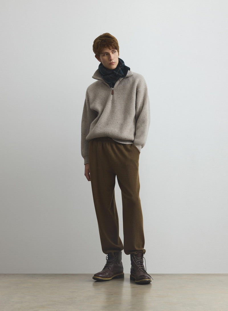 Kinnaird Natural Half Zip Donegal Cashmere Jumper
