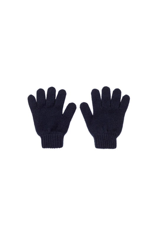 Johnstons of Elgin Children's Cashmere Gloves in Navy on white background HAD02203SD0707