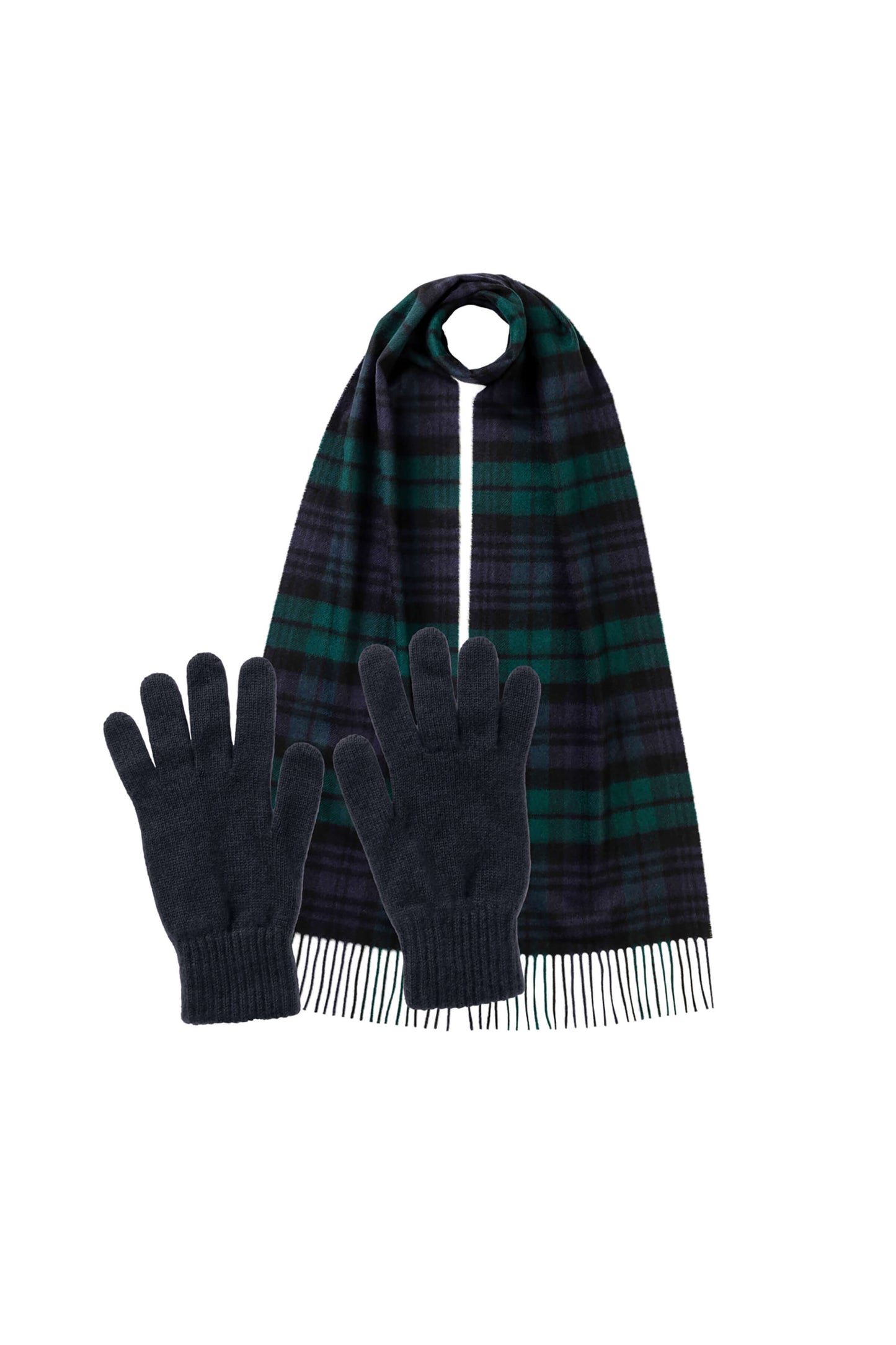 Johnstons of Elgin Men's Black Watch Cashmere Accessories Gift Set 365GIFTSET6D