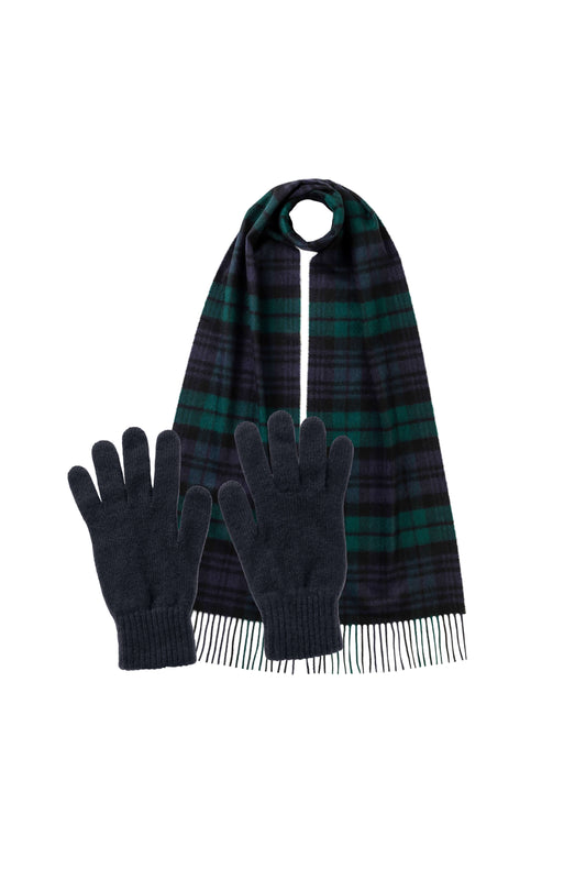 Johnstons of Elgin Men's Black Watch Cashmere Accessories Gift Set 365GIFTSET6D