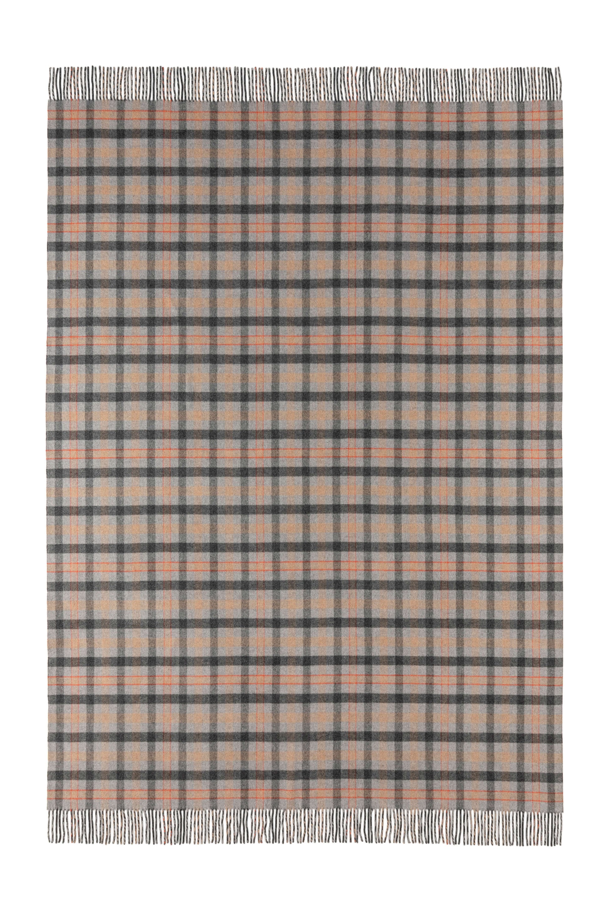 The Alexander Johnston Anniversary Blanket from Johnstons of Elgin in shades of grey, amber and blue WDC01946RU769500