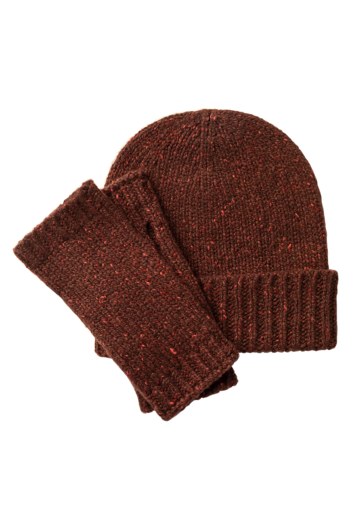 Johnstons of Elgin AW24 Knitted Accessory Russet Donegal Cashmere Beanie & Wristwarmers Giftset W24GIFTSET9A