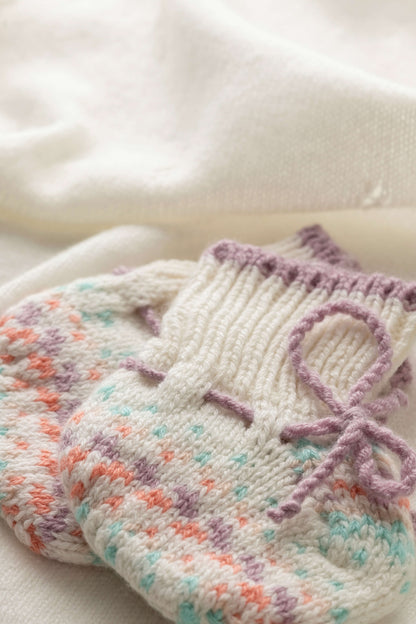 Johnstons of Elgin Baby Handknits GUIMAUVE (PINK) Hand Knit Fairisle Cashmere Baby Booties 79014SE4845