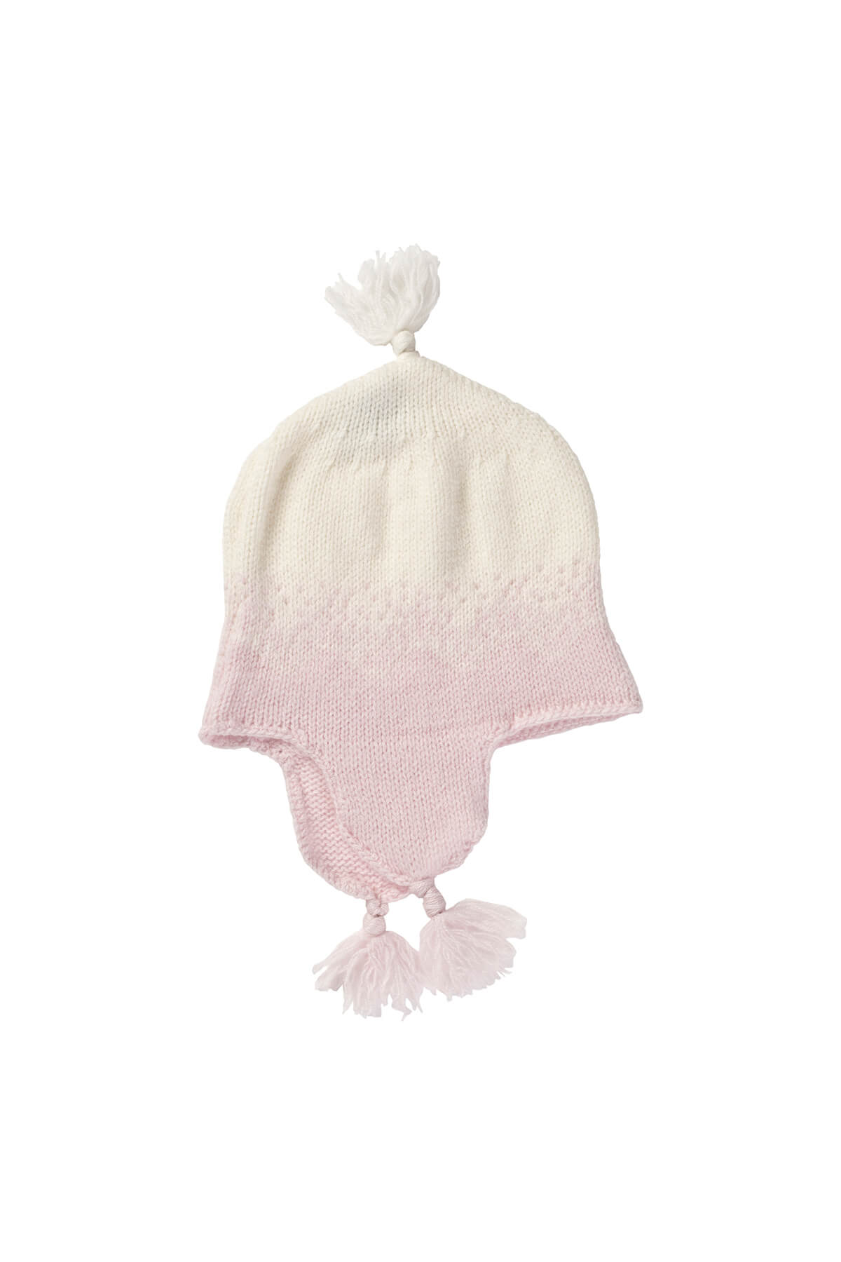Johnstons of Elgin Gift Set includes our Cashmere Ombre Baby Hat, Mittens & Booties in Blush on white background AW21GIFTSET22B