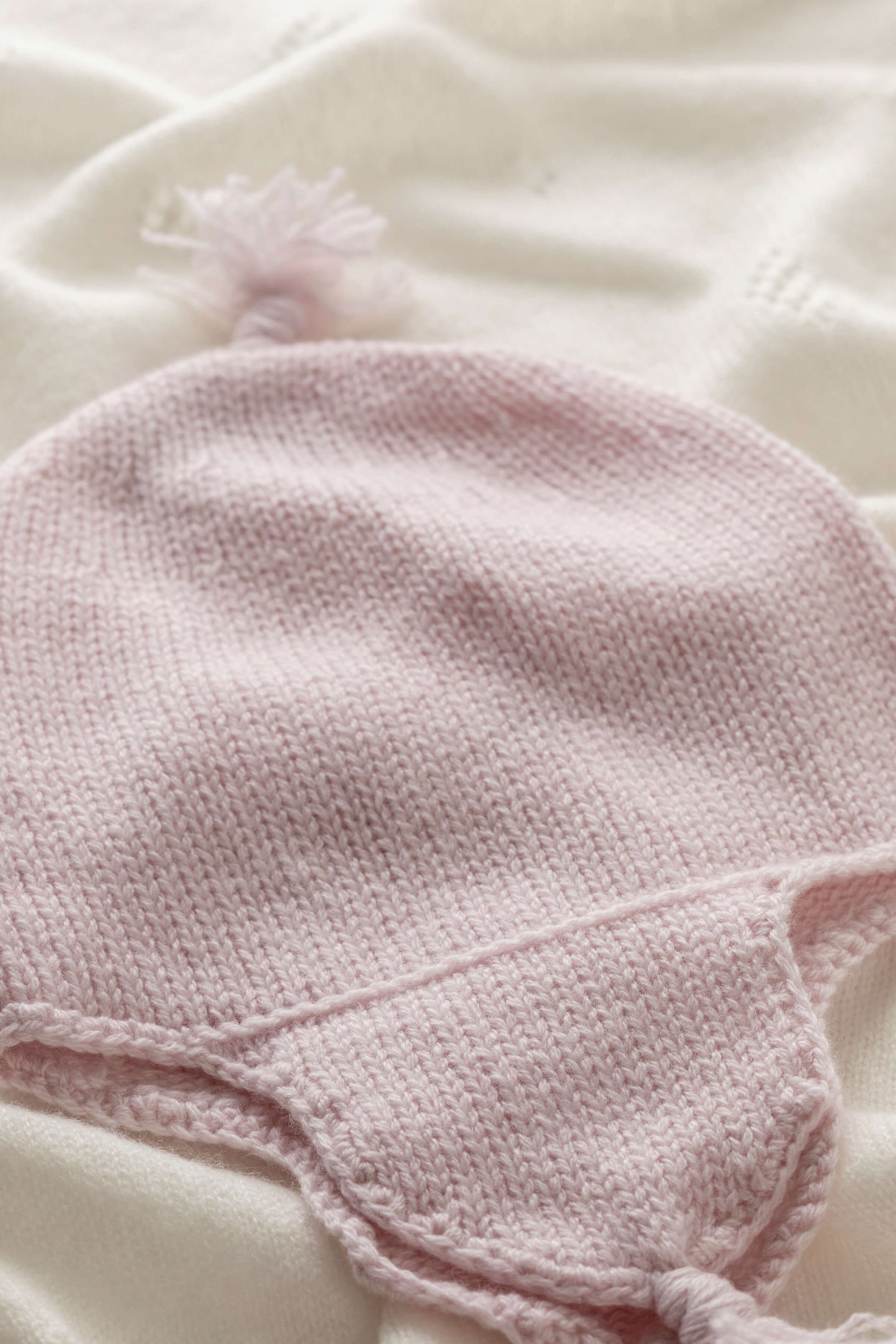 Johnstons of Elgin Baby Handknits Blush Cashmere Baby Hat with Tassel 79010SE0208ONE