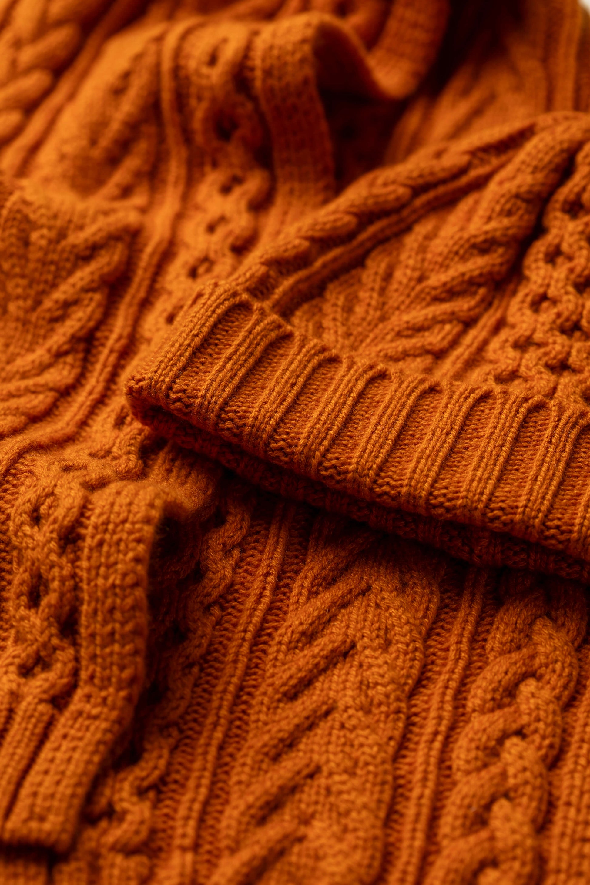 Johnstons of Elgin's Children's Aran Beanie & Scarf Gift Set in Burnt Orange CHILDGIFTSET3B