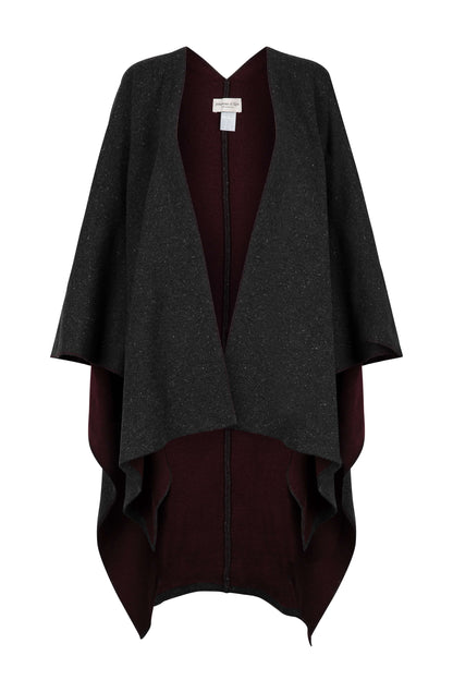 Johnstons of Elgin Double Face Donegal Cashmere Cape in Bramble on a white background KAA05102Q23737ONE