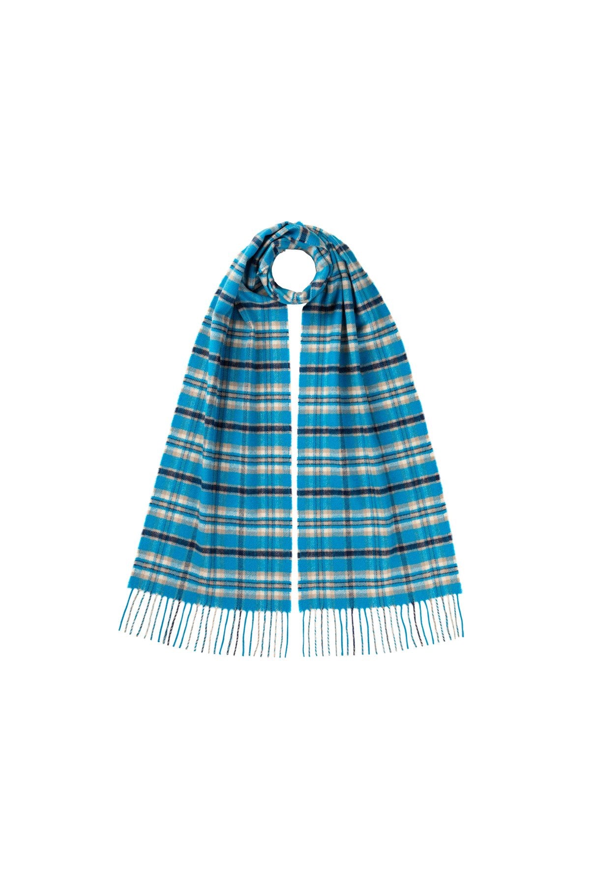 Everyyarn Blue Check Cashmere Scarf