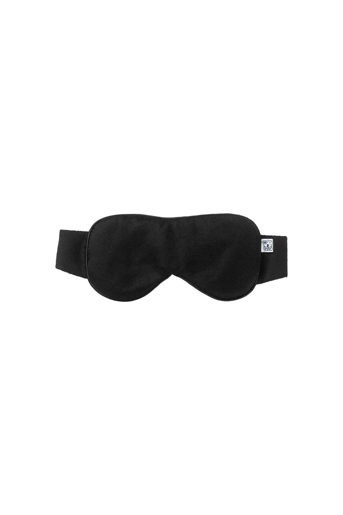 Johnstons of Elgin  Luxury Cashmere Travel Eye Mask in Black on a white background PA000094RU6432ONE