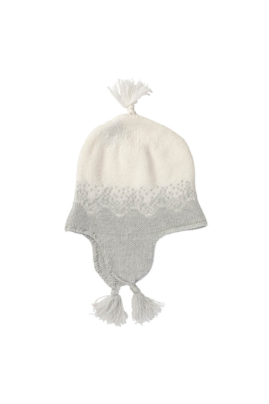 Johnstons of Elgin Hand Knitted Ombre Cashmere Baby Hat in Pumice on a white background 76194HA0090