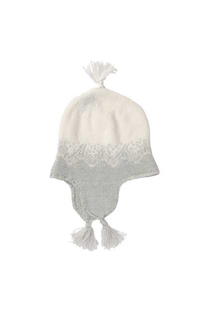 Johnstons of Elgin Hand Knitted Ombre Cashmere Baby Hat in Pumice on a white background JA000115HA0090