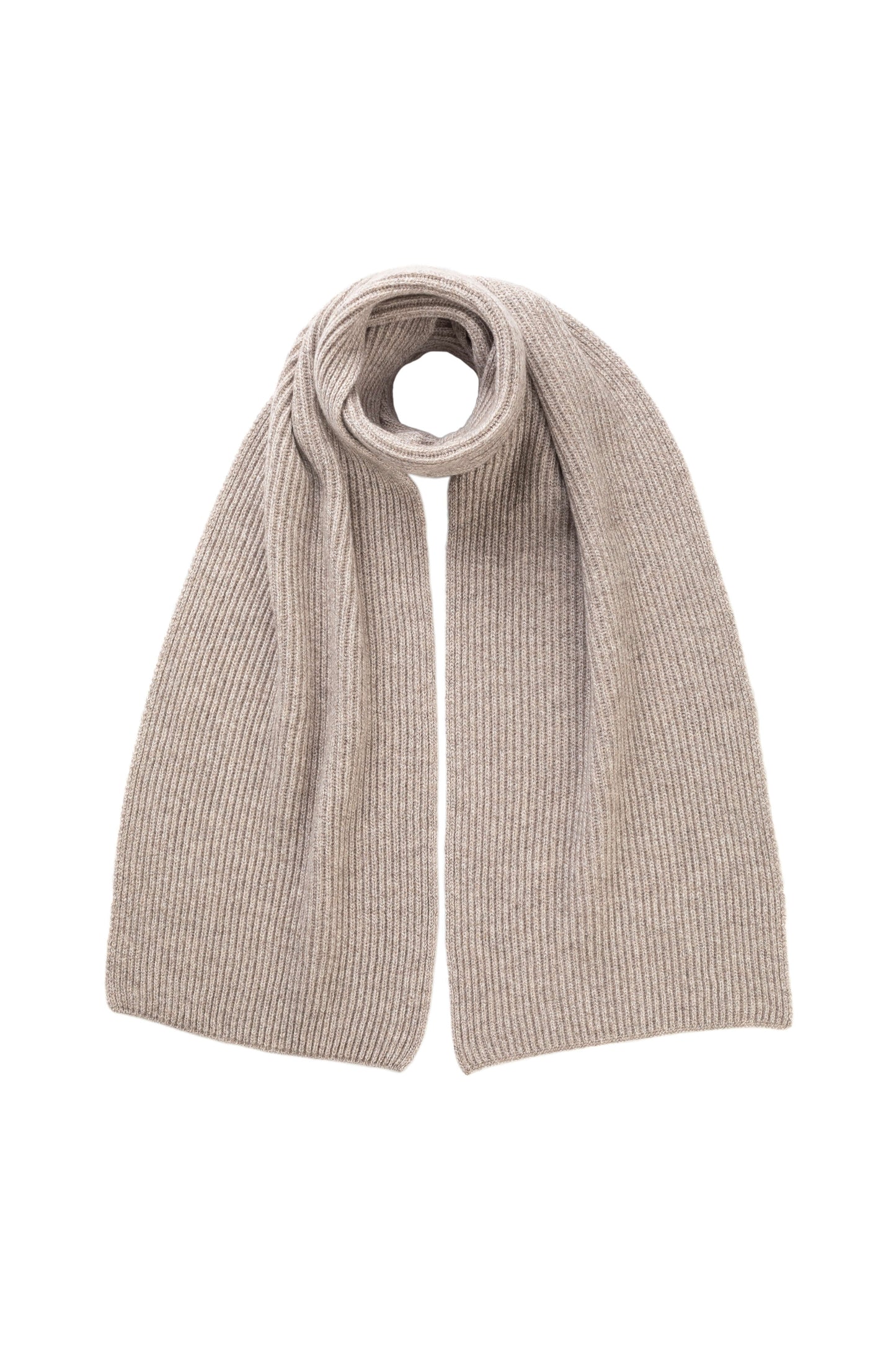 Johnstons of Elgin AW24 Knitted Accessory Ash Marl Ribbed Cashmere Scarf HAA01684HB0224ONE