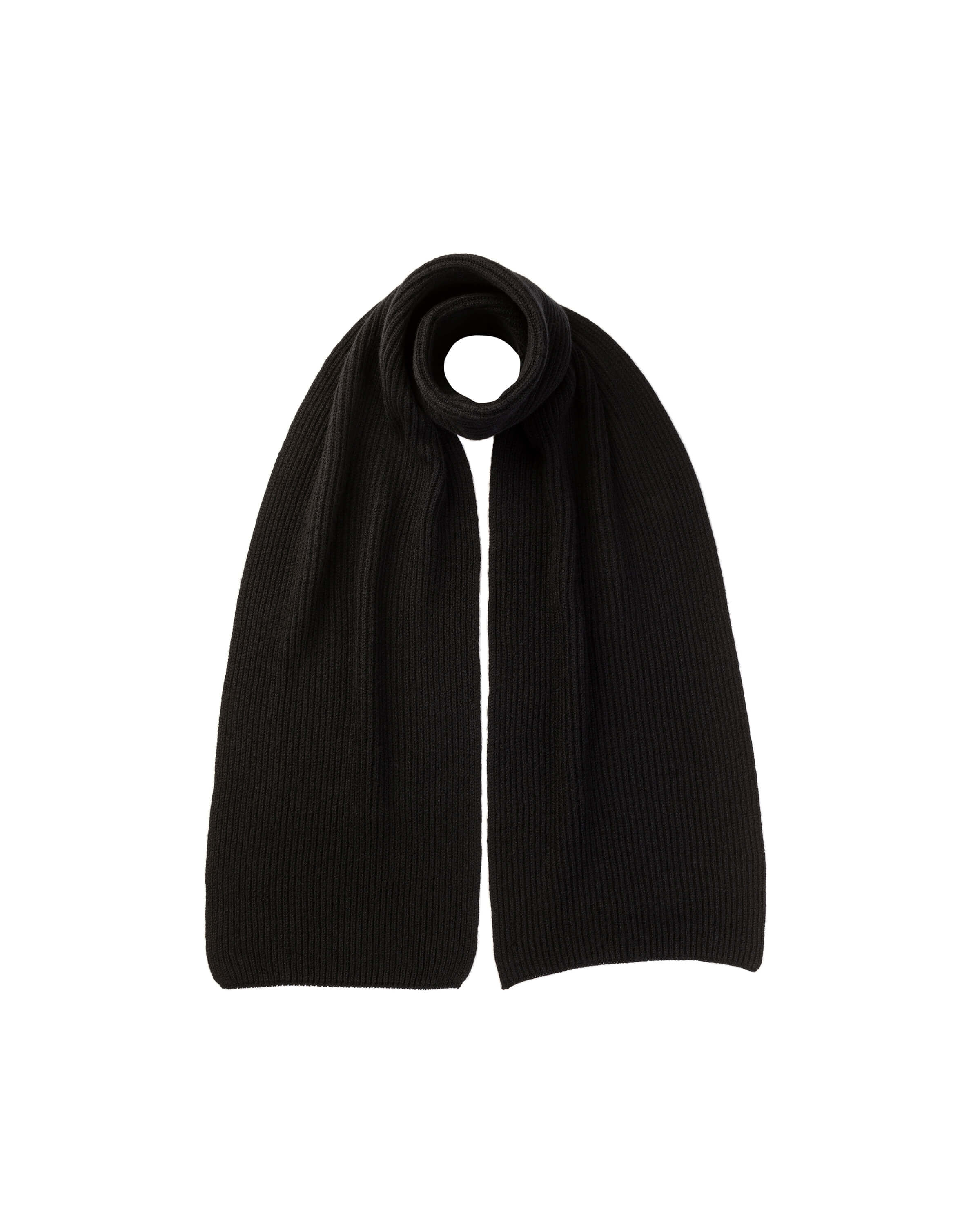 Ribbed Cashmere Black Scarf & Beanie Gift Set | Cashmere