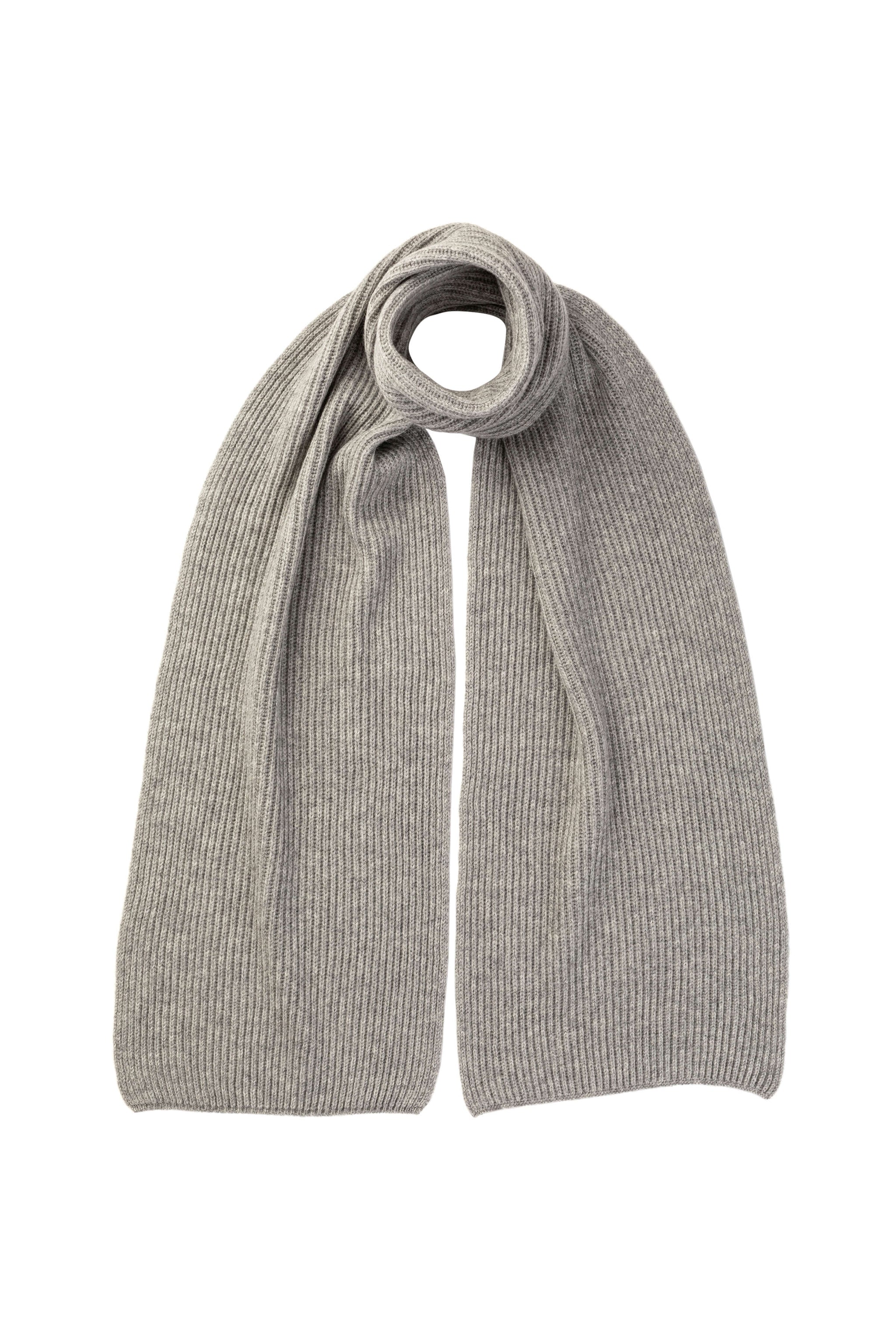 Light Grey Cashmere Ribbed Scarf
