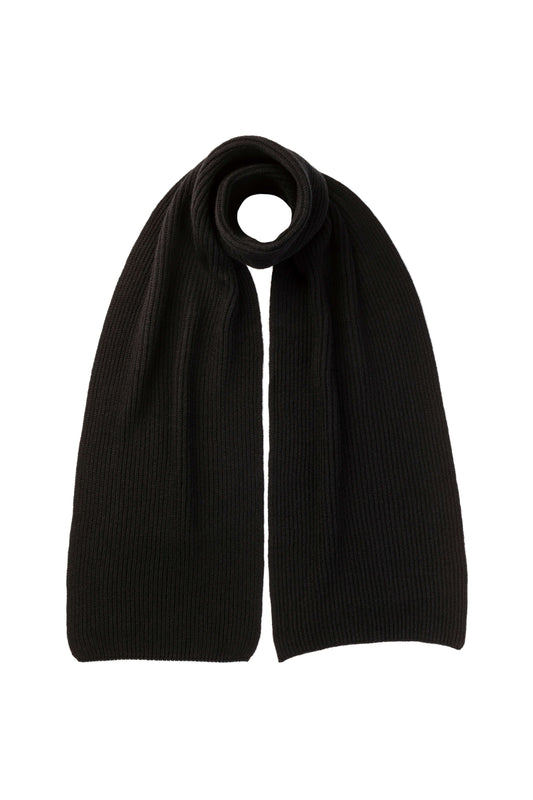 Johnstons of Elgin Knitted Accessories Black Black Cashmere Ribbed Scarf HAA01684SA0900N/A