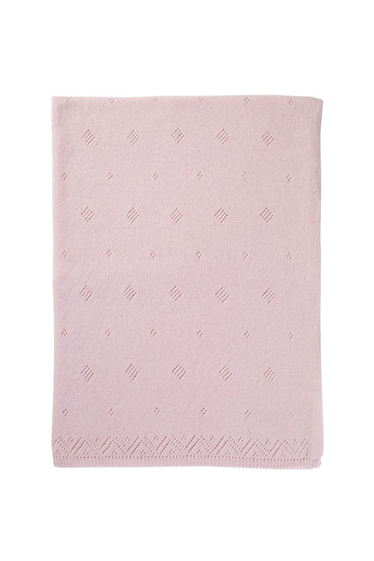 Johnstons of Elgin's Pale Pink Pointelle Cashmere Baby Blanket HAA01904SE0182ONE
