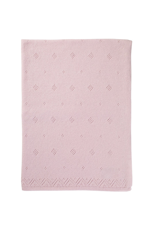 Johnstons of Elgin's Pale Pink Pointelle Cashmere Baby Blanket HAA01904SE0182ONE