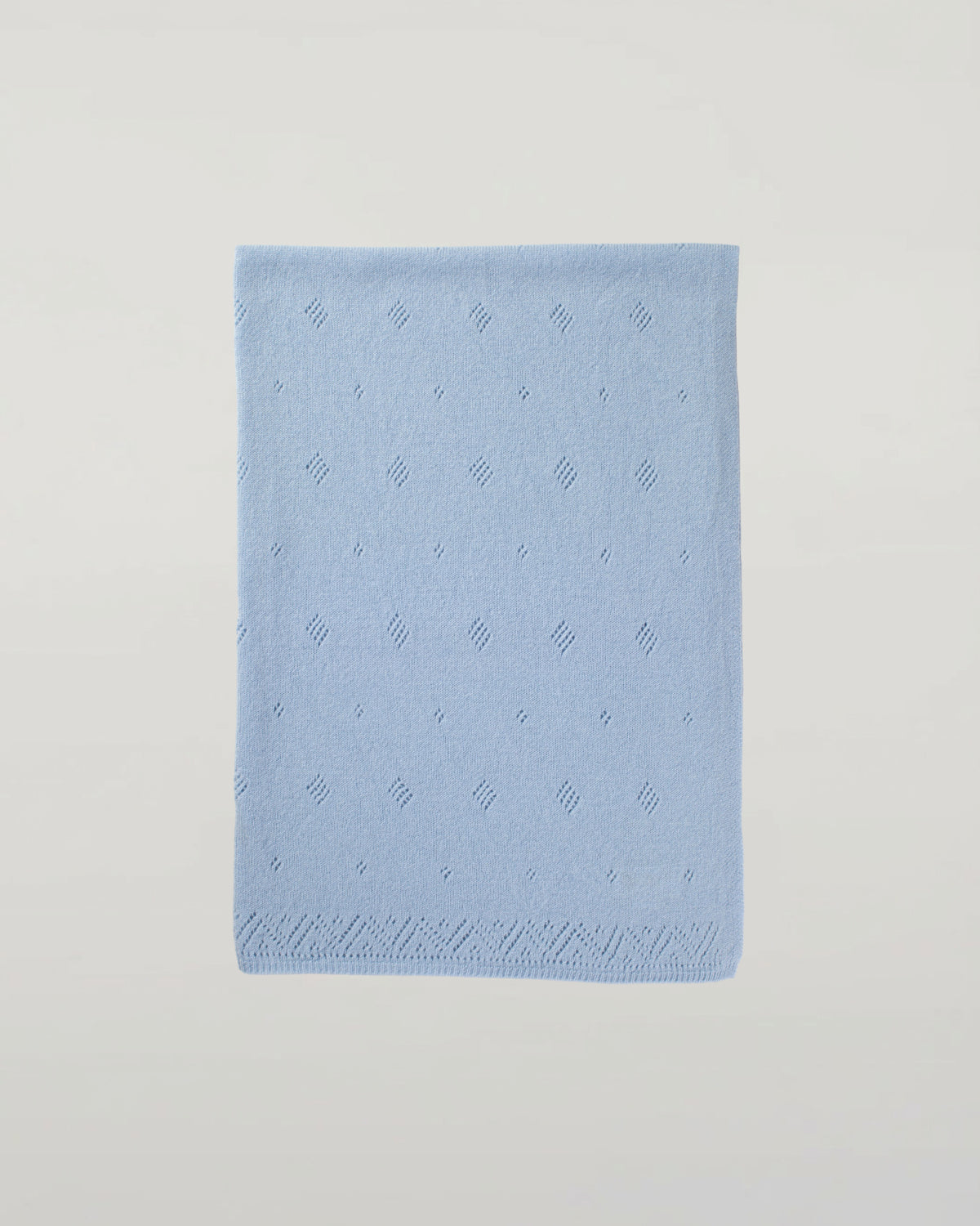 Johnstons of Elgin's Powder Blue Pointelle Cashmere Baby Blanket HAA01904SD0167ONE
