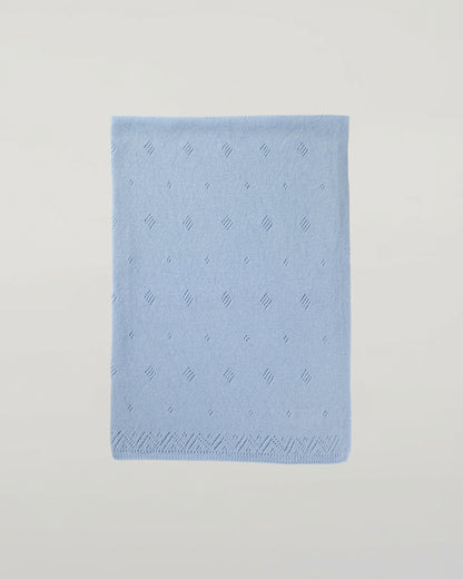 Johnstons of Elgin's Powder Blue Pointelle Cashmere Baby Blanket HAA01904SD0167ONE
