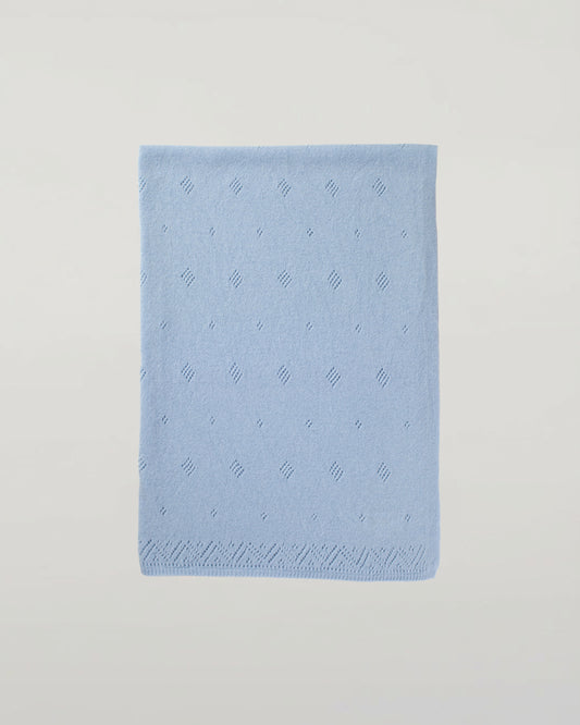 Johnstons of Elgin's Powder Blue Pointelle Cashmere Baby Blanket HAA01904SD0167ONE