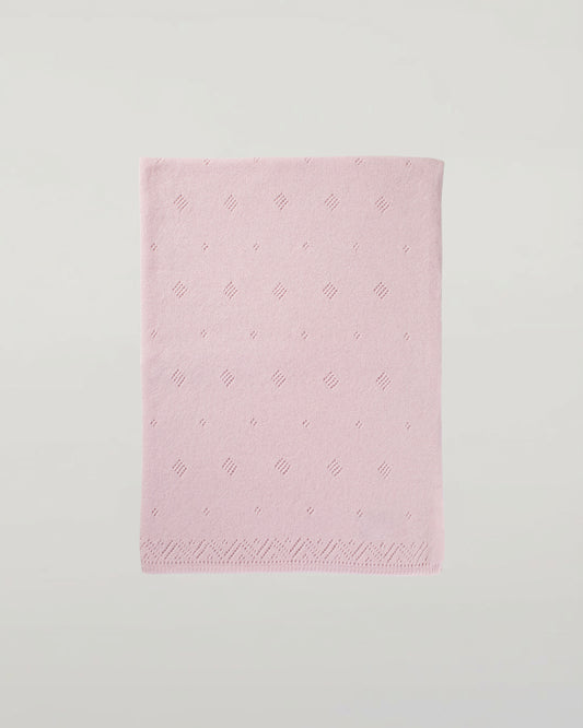 Johnstons of Elgin's Pale Pink Pointelle Cashmere Baby Blanket HAA01904SE0182ONE