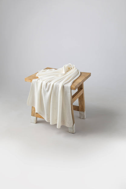 Johnstons of Elgin Baby Blanket Collection Ecru Pointelle Cashmere Baby Blanket HAA019042276ONE