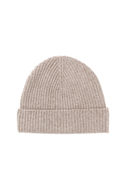 Johnstons of Elgin AW24 Knitted Accessory Ash Marl Ribbed Cashmere Beanie HAA03320HB0224ONE