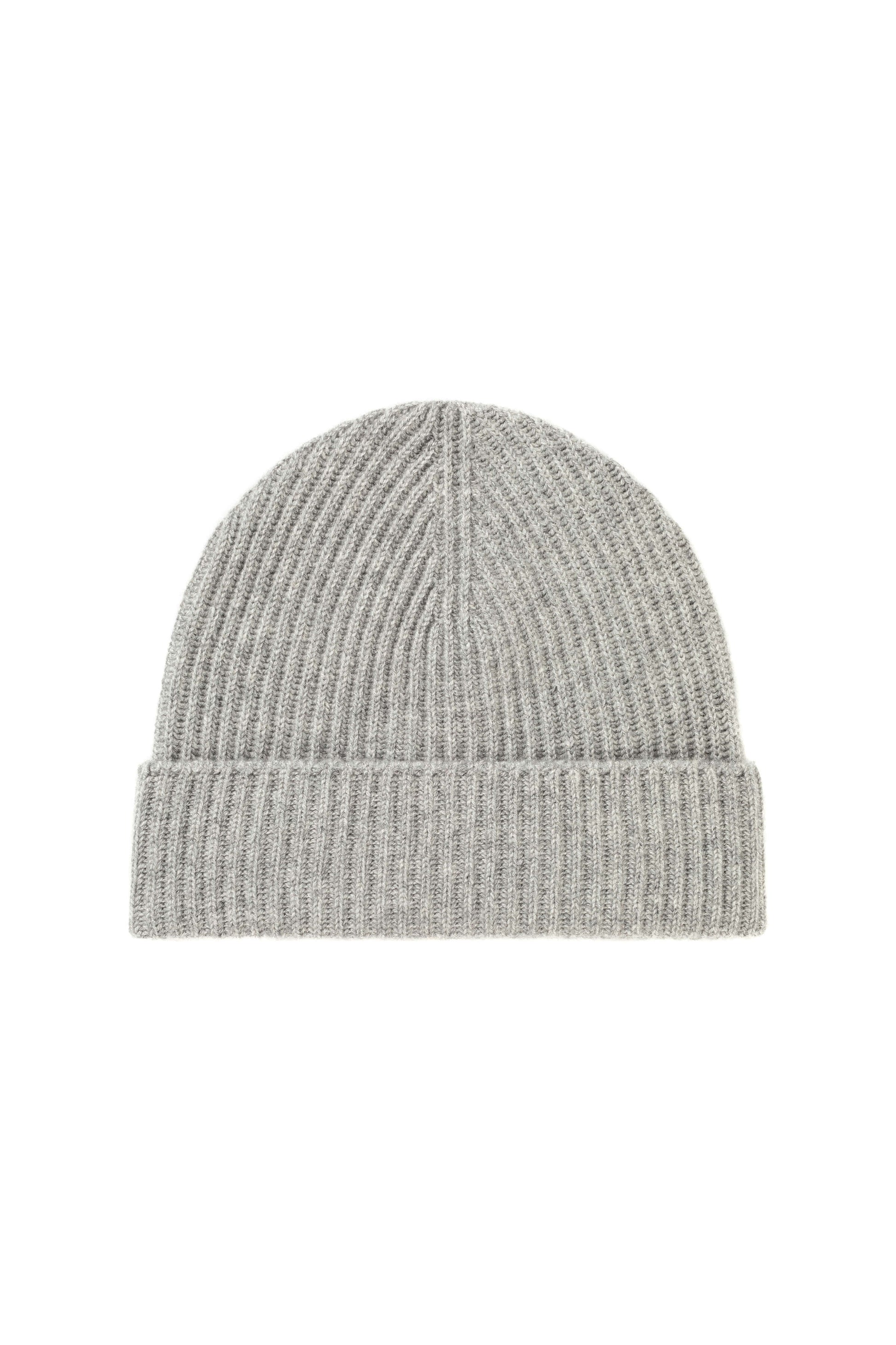 Johnstons of Elgin AW24 Knitted Accessory Light Grey Light Grey Ribbed Cashmere Beanie HAA03320HA0308ONE