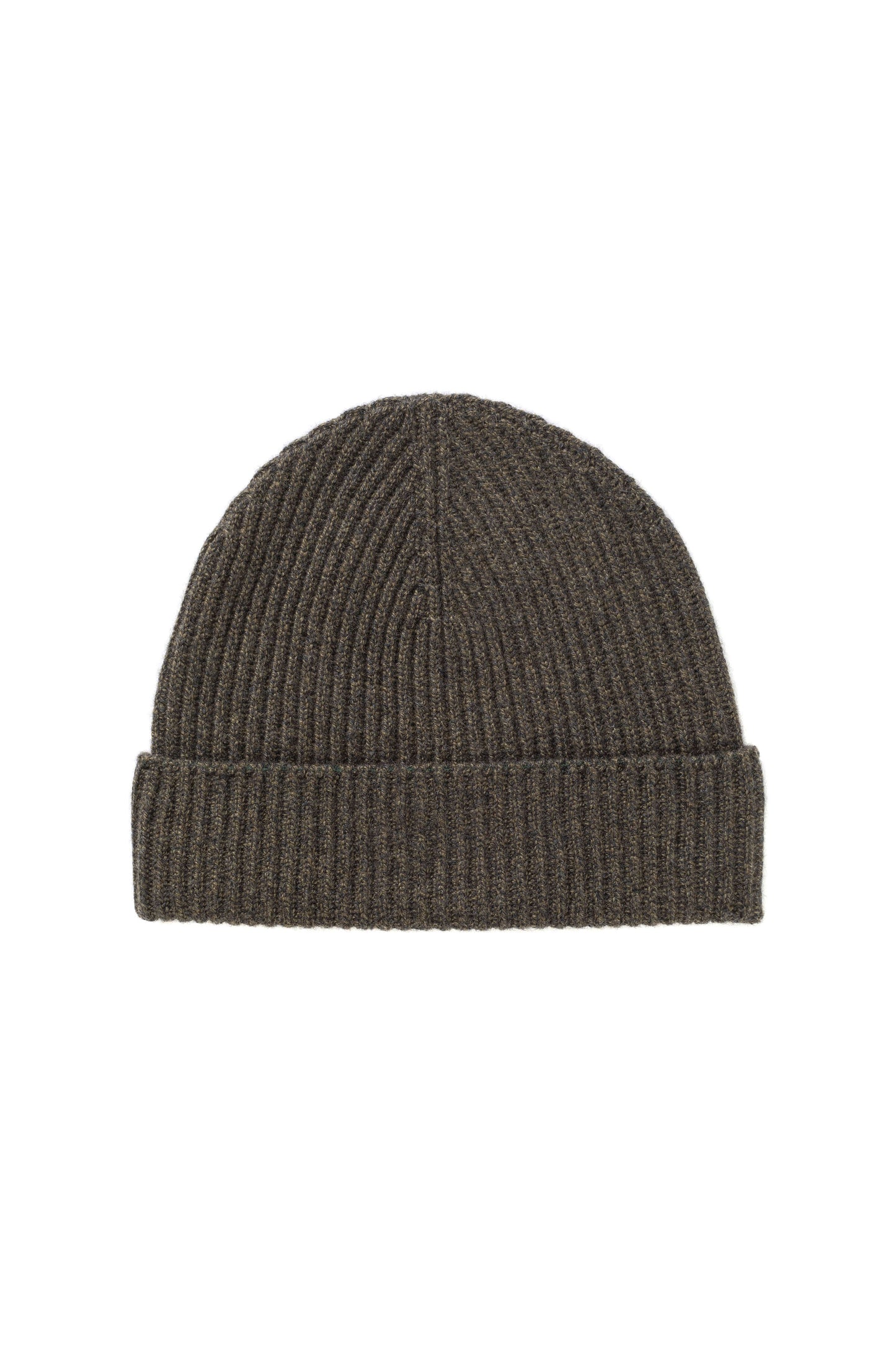 Johnstons of Elgin AW24 Knitted Accessory Olive Marl Ribbed Cashmere Beanie HAA03320HC7137ONE