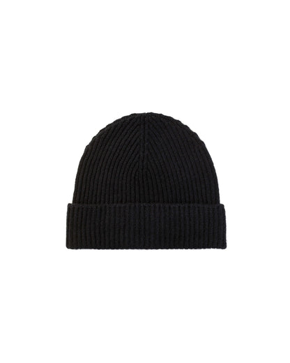 Johnstons of Elgin Ribbed Cashmere Black Beanie 2025GIFTSET7B