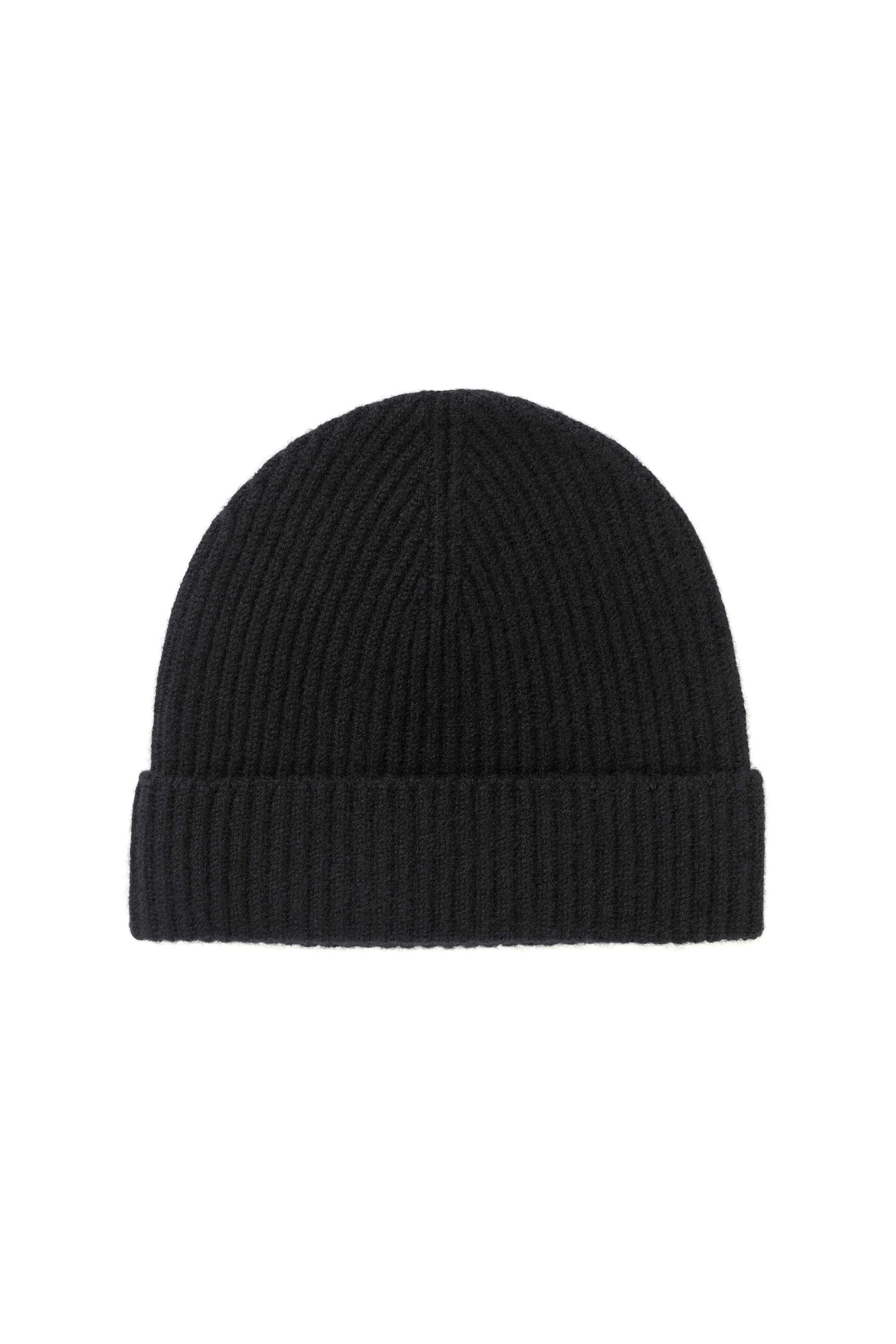 Johnstons of Elgin AW24 Knitted Accessory Black Black Ribbed Cashmere Beanie HAA03320SA0900ONE