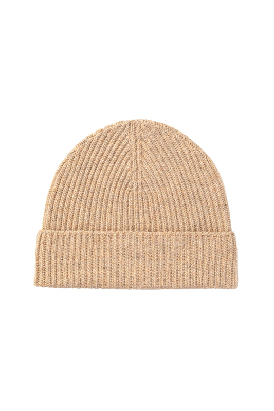 Johnstons of Elgin Knitted Accessories Oatmeal Oatmeal Ribbed Cashmere Beanie HAA03320HB0210ONE