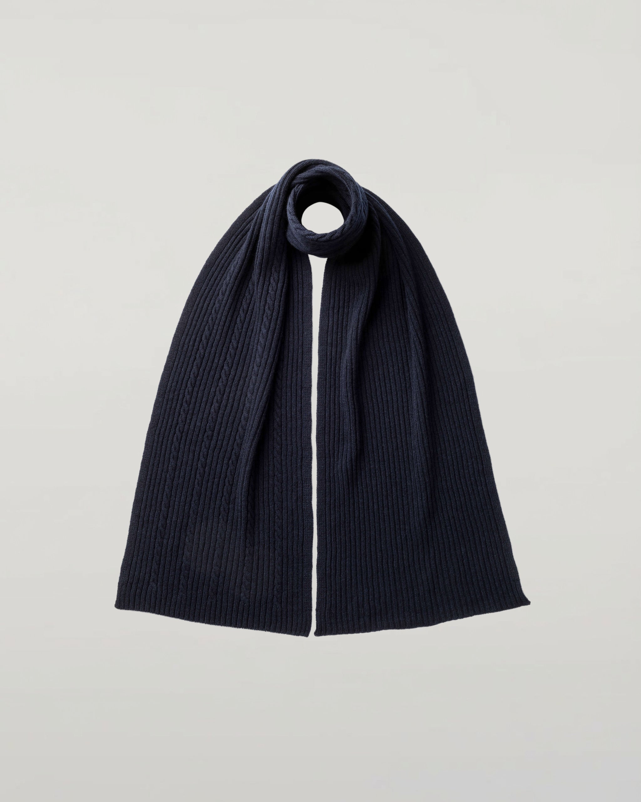 Cable & Rib Dark Cashmere Scarf