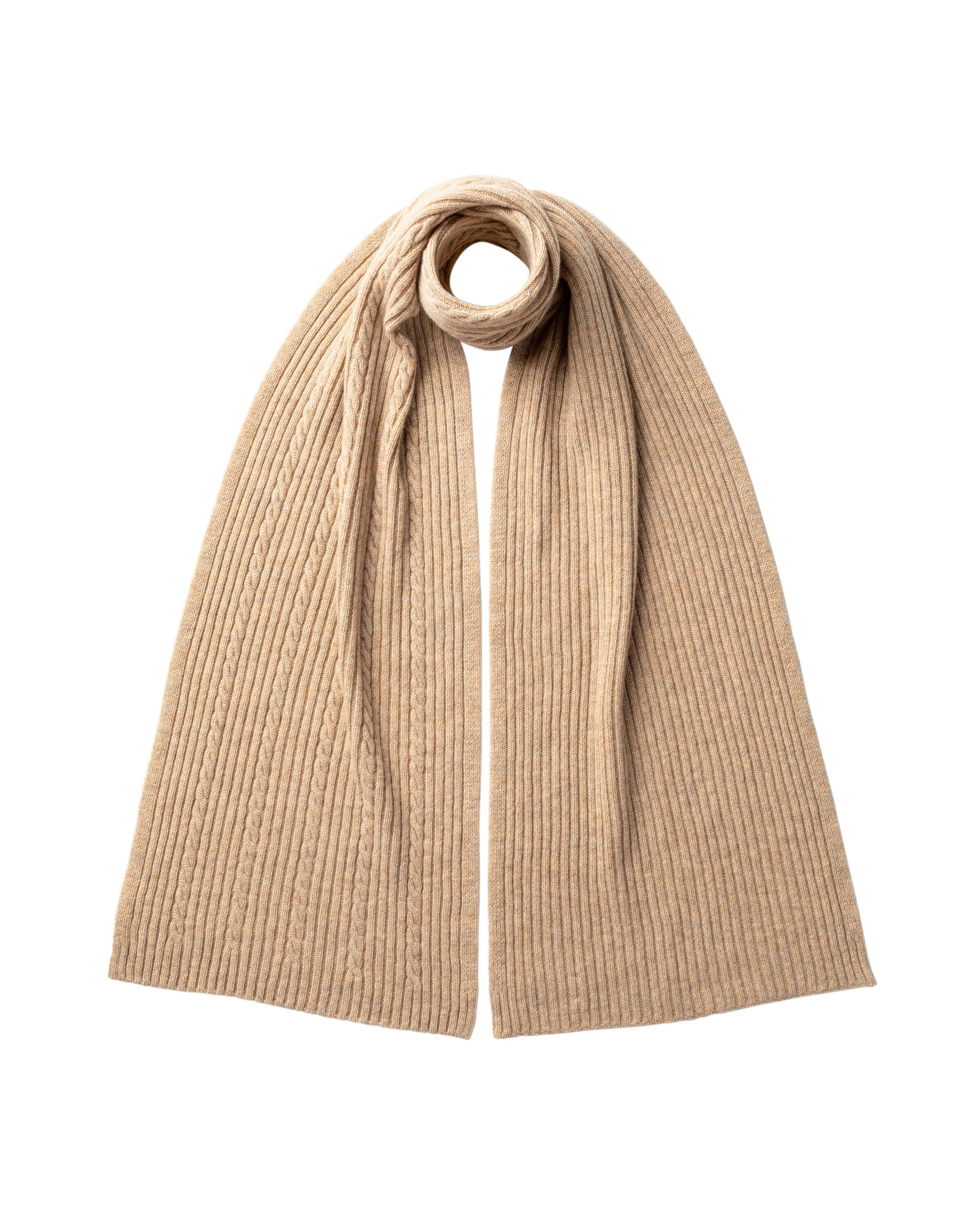 Cable & Rib Cashmere Scarf