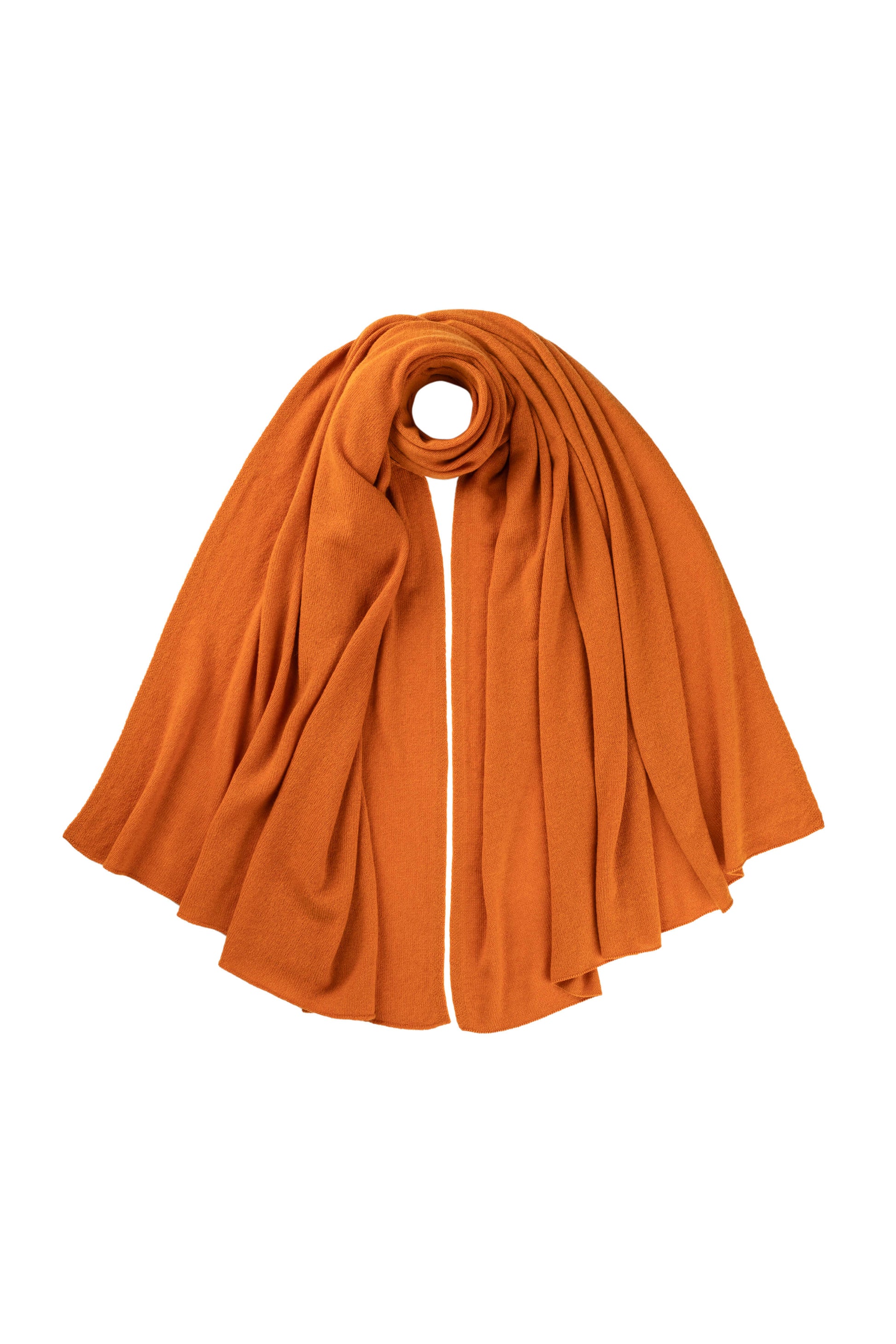 Johnstons of Elgin AW24 Knitted Accessory Burnt Orange Gauzy Cashmere Travel Stole HAA03407SG4199ONE