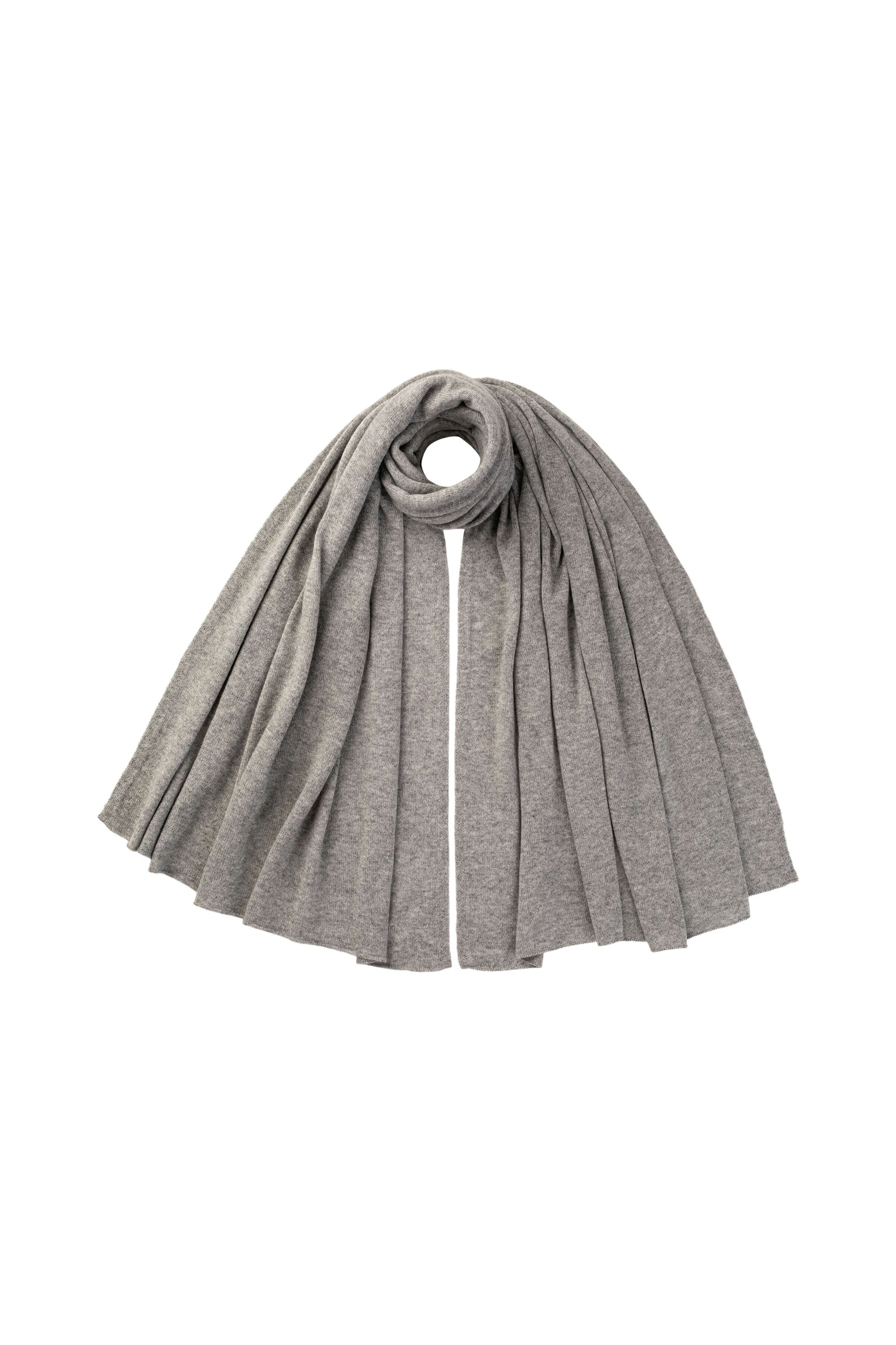 Johnstons of Elgin AW25 Knitted Accessories Light Grey Gauzy Cashmere Grey Travel Stole HAA03407HA0308ONE