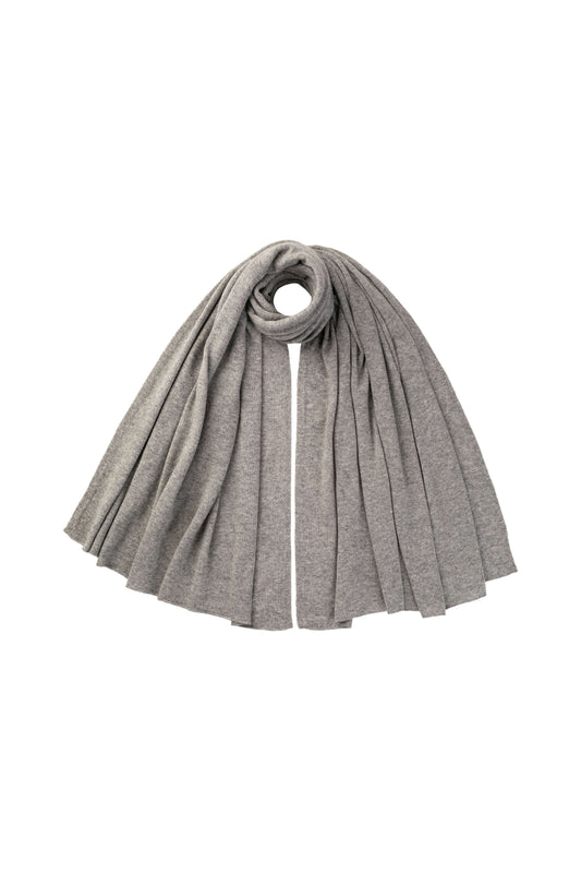 Johnstons of Elgin AW25 Knitted Accessories Light Grey Gauzy Cashmere Grey Travel Stole HAA03407HA0308ONE
