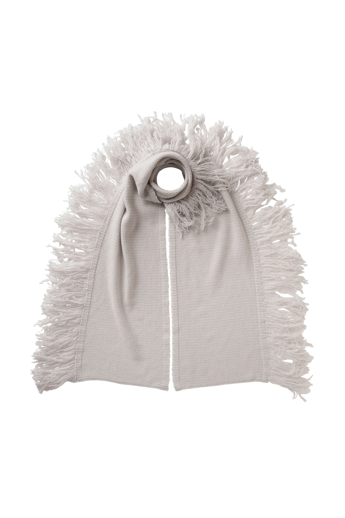 Johnstons of Elgin white and grey fringed cashmere scarf HAA03529Q25345ONE